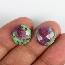 Ruby zoisite 14mm round rose cut flat back